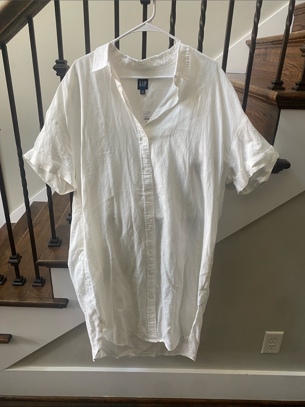 GAP Women’s White High-Low Shirt Dress